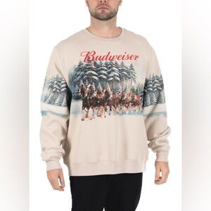 Budweiser Beige Sweater with Winter Scene